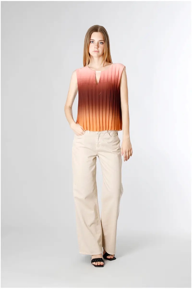 top plissettato stampato sfumato