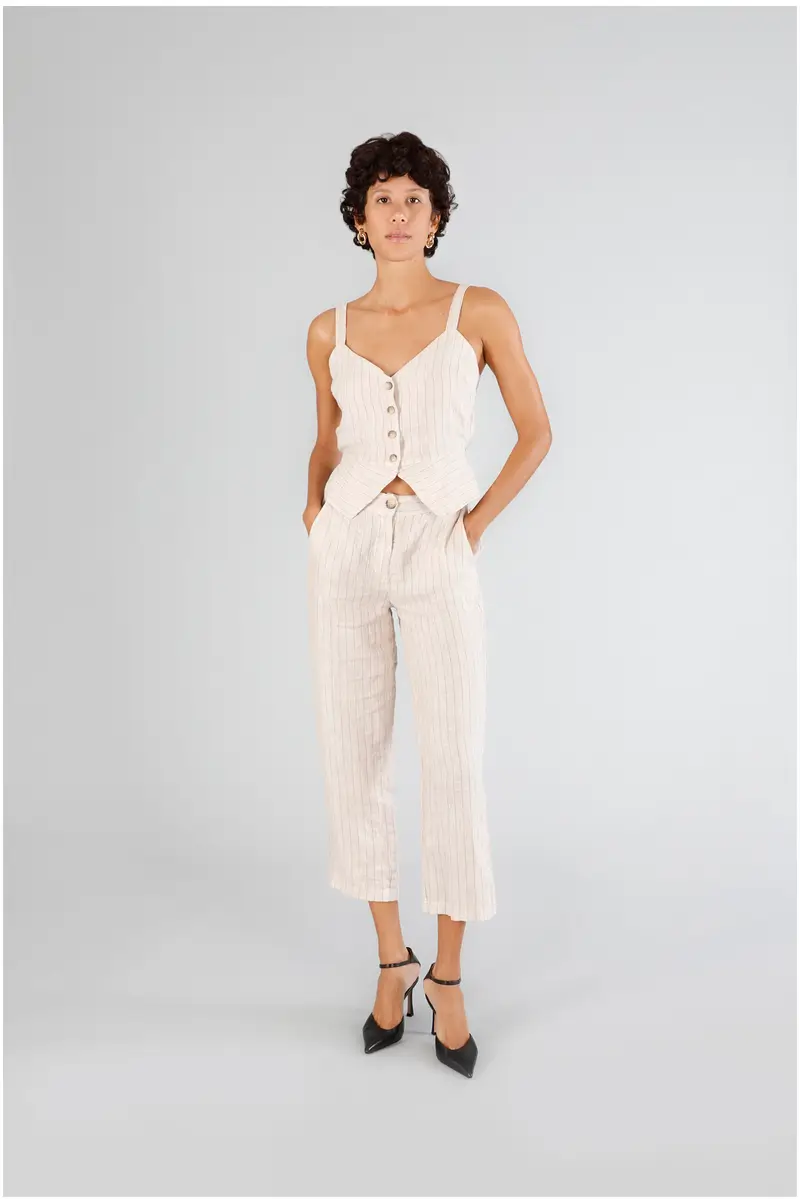 top smanicato in mistolino gessato gessato corda m