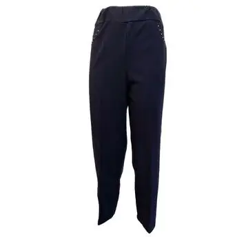 PANTALONE CALIBRATO IN COTONE FINTA TASCA CON STRASS 059BIS