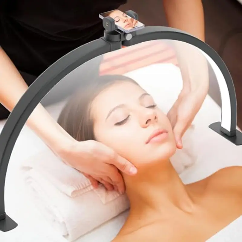 TopDirect Lampada Extension Ciglia, 42W Half Moon Light per Ciglia con Porta Cellulare, Lampada da Scrivania, Lampada miniatura 2