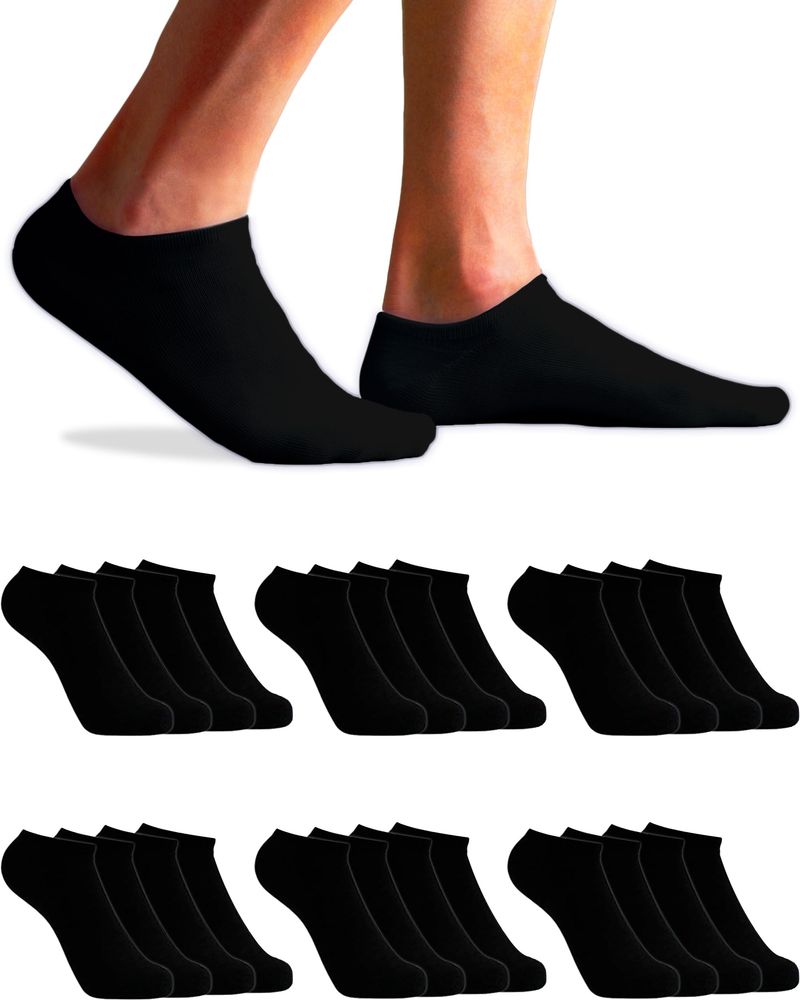TOPLINE Set 12 Paia Calzini Corti Unisex - Nero