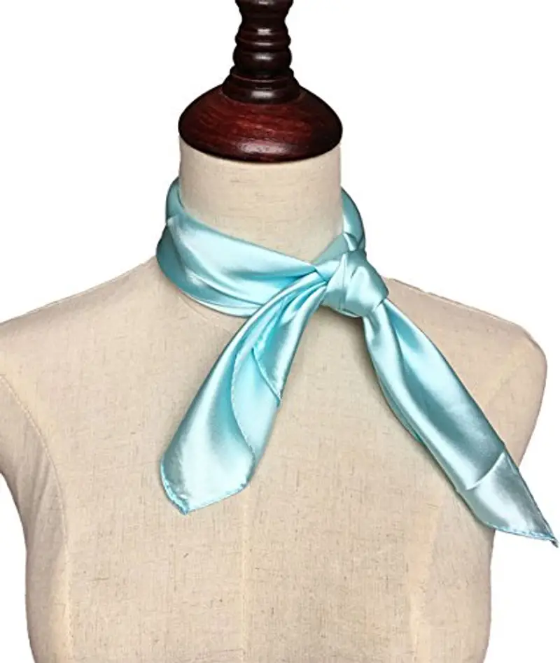 Topmode - Foulard quadrato, 57 x 57 cm, a tinta unita azzurro Taglia unica miniatura 2