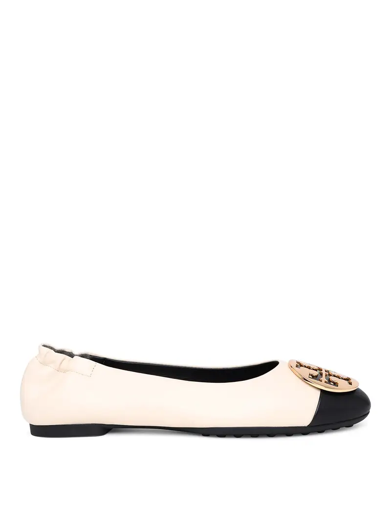 Ballerina claire in pelle bicolore Beige