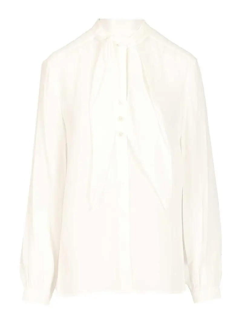 Blusa Con Dettaglio Fiocco Bianco
