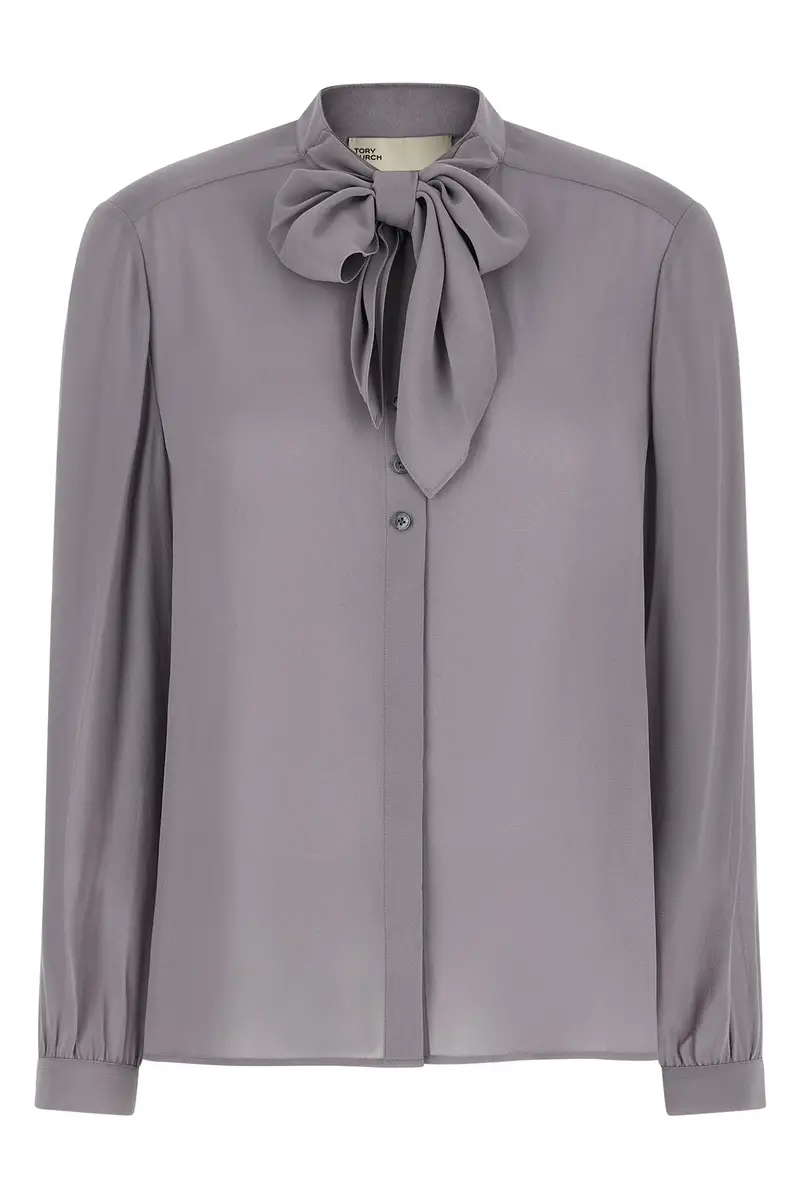 Blusa 'Georgette Bow' Grigio
