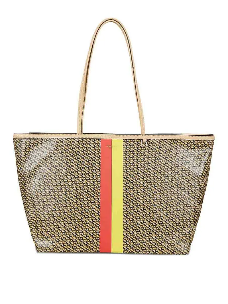 Borsa con stampa logo marrone/multicolore Beige