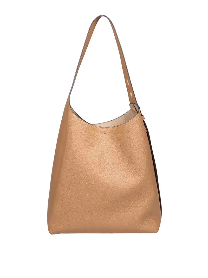 Borsa romy hobo in pelle di colore tiramisu Beige