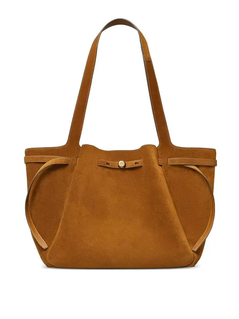 Borsa Shopping Romy in pelle scamosciata Marrone