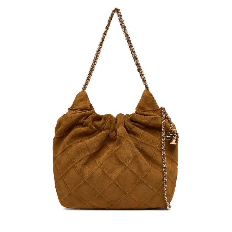 Borsetta Tory Burch Fleming Suede Mini Hobo Bag 166066 Marrone
