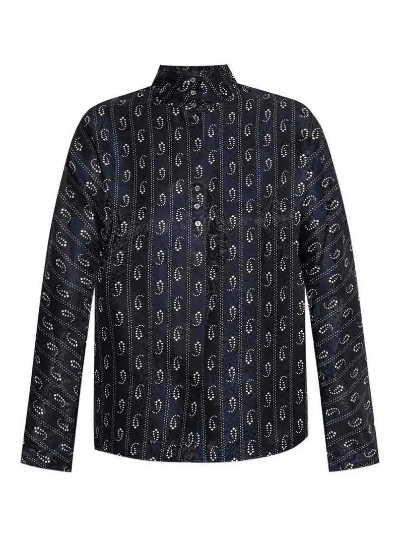 Camicia in seta jacquard Blu