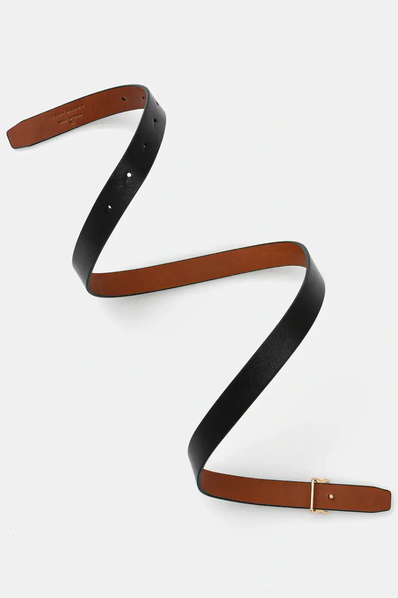 cintura in pelle bilaterale Logo Nero miniatura 2