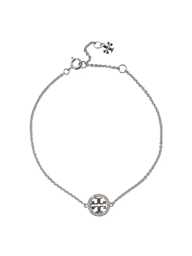 Collana color argento con charm e cristalli