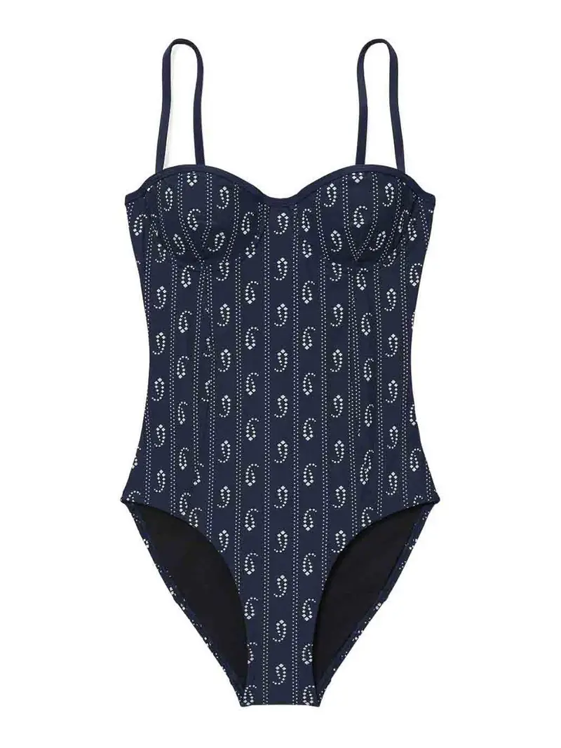 Costume da bagno stampato con ferretto Blu