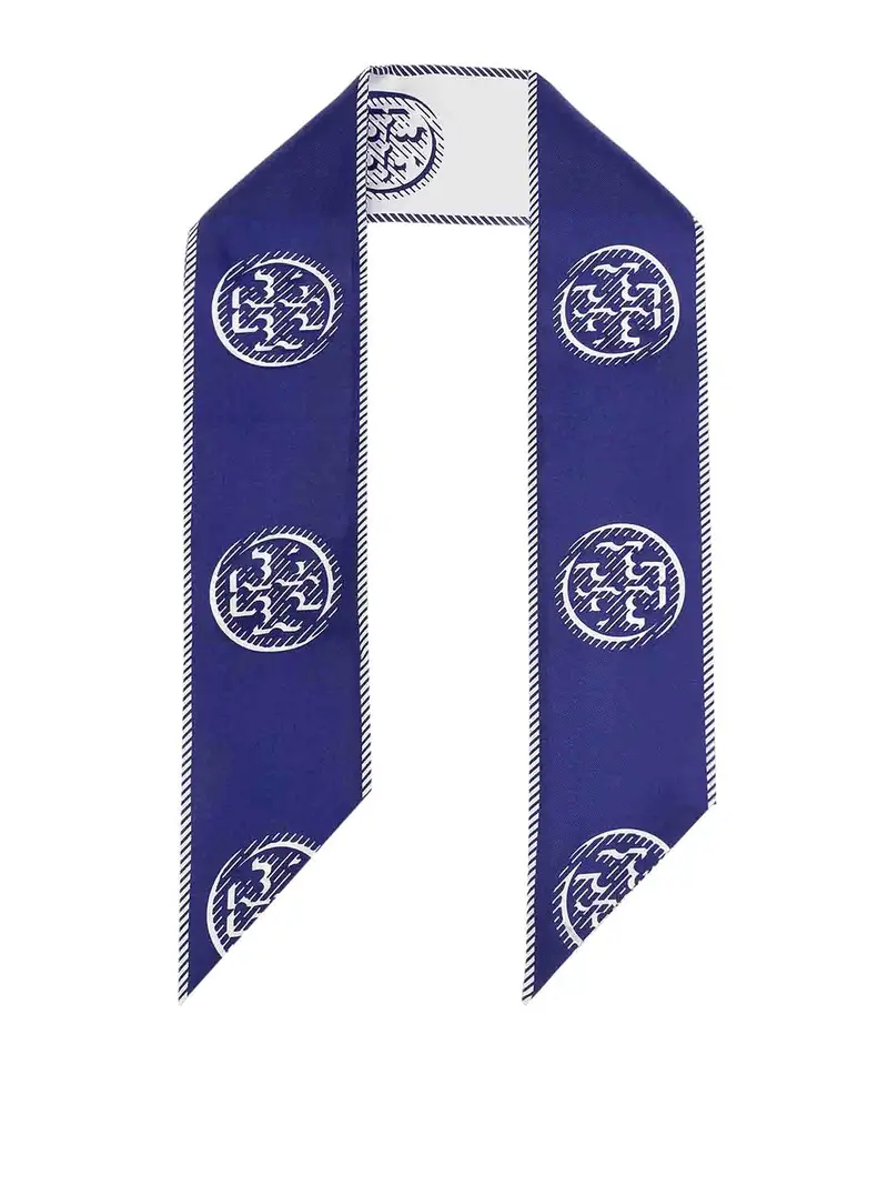 Cravatta Medallion Logo Ribbon in seta Blu