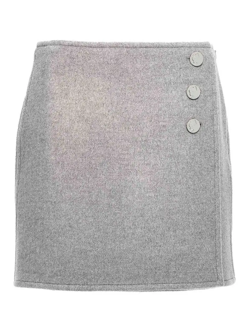 Gonna con monogramma T Grigio