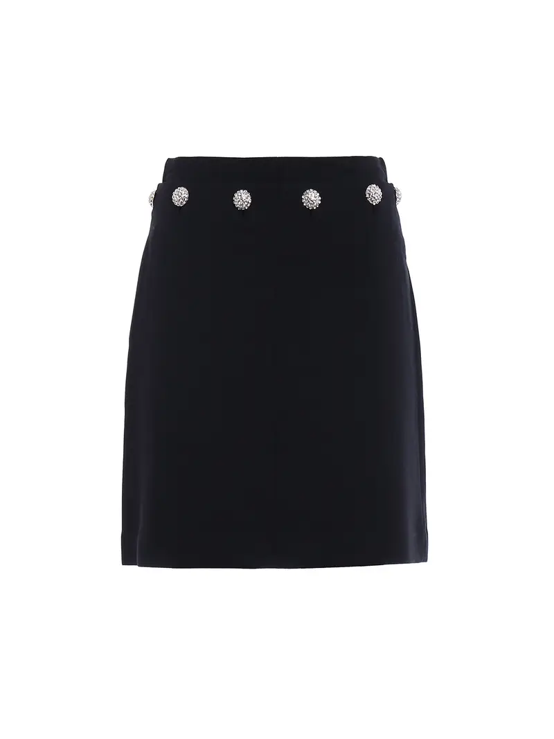 Gonna Fremont svasata in misto lana Nero