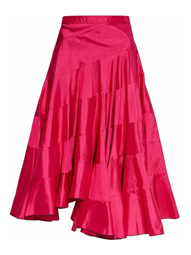 Gonna midi svasata in seta Multicolore