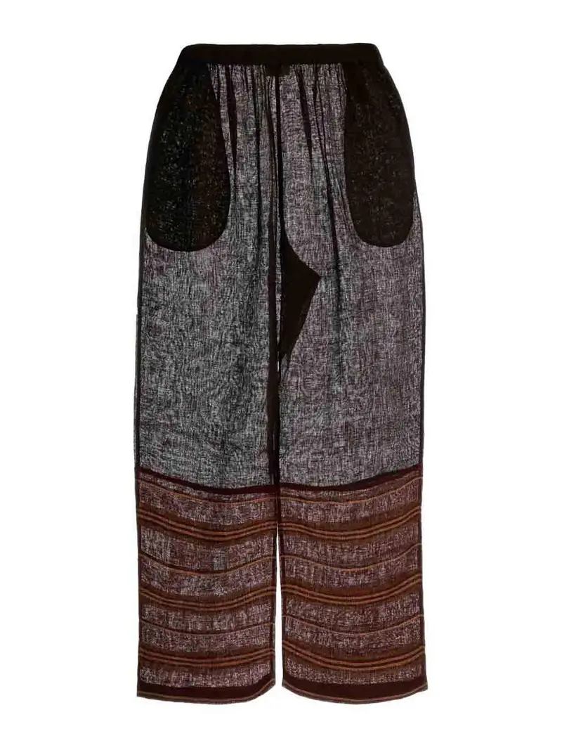 Pantaloni da spiaggia a righe in lino Marrone