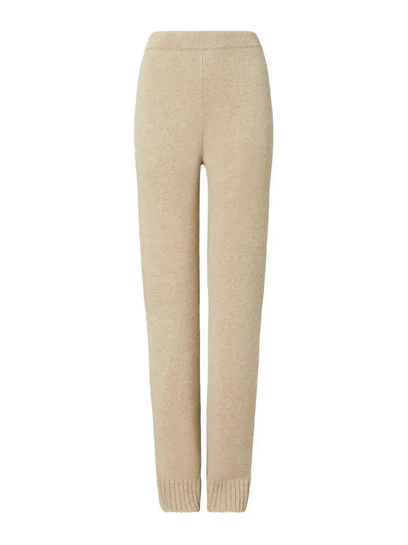 Pantaloni in maglia di lana Beige