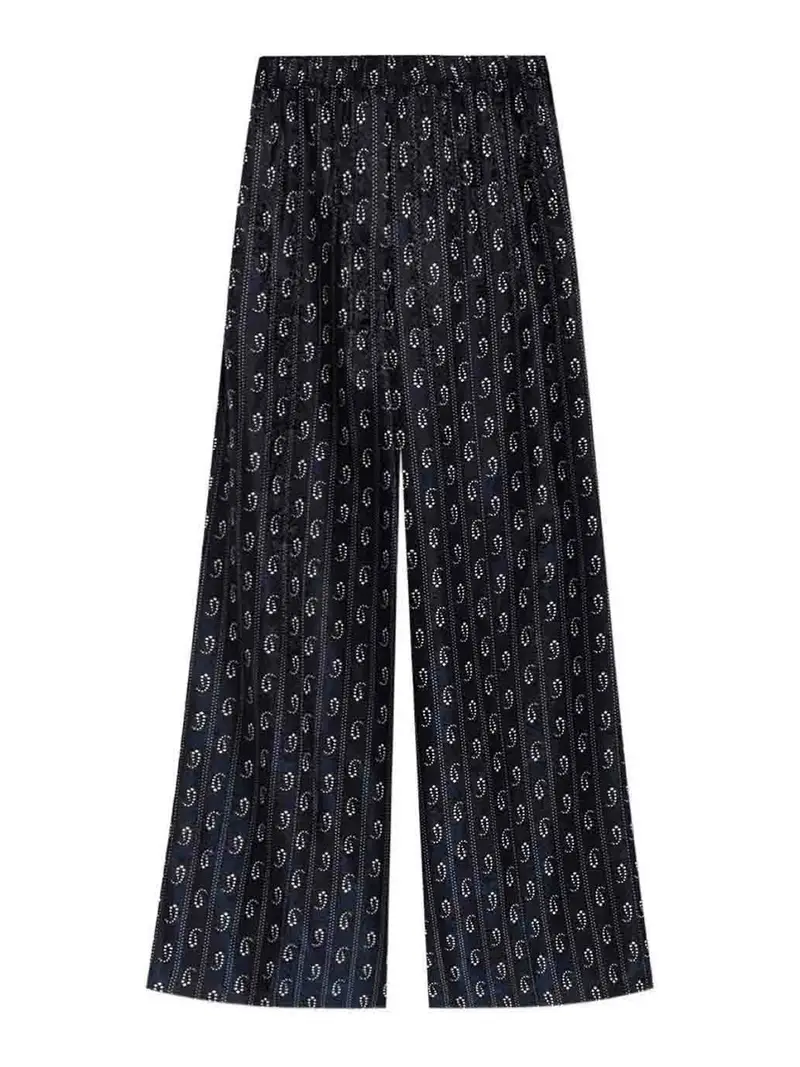 Pantaloni in seta jacquard Blu