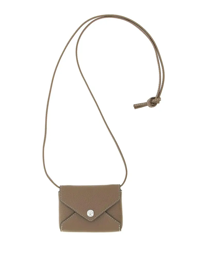 Porta carte con cordino Marrone