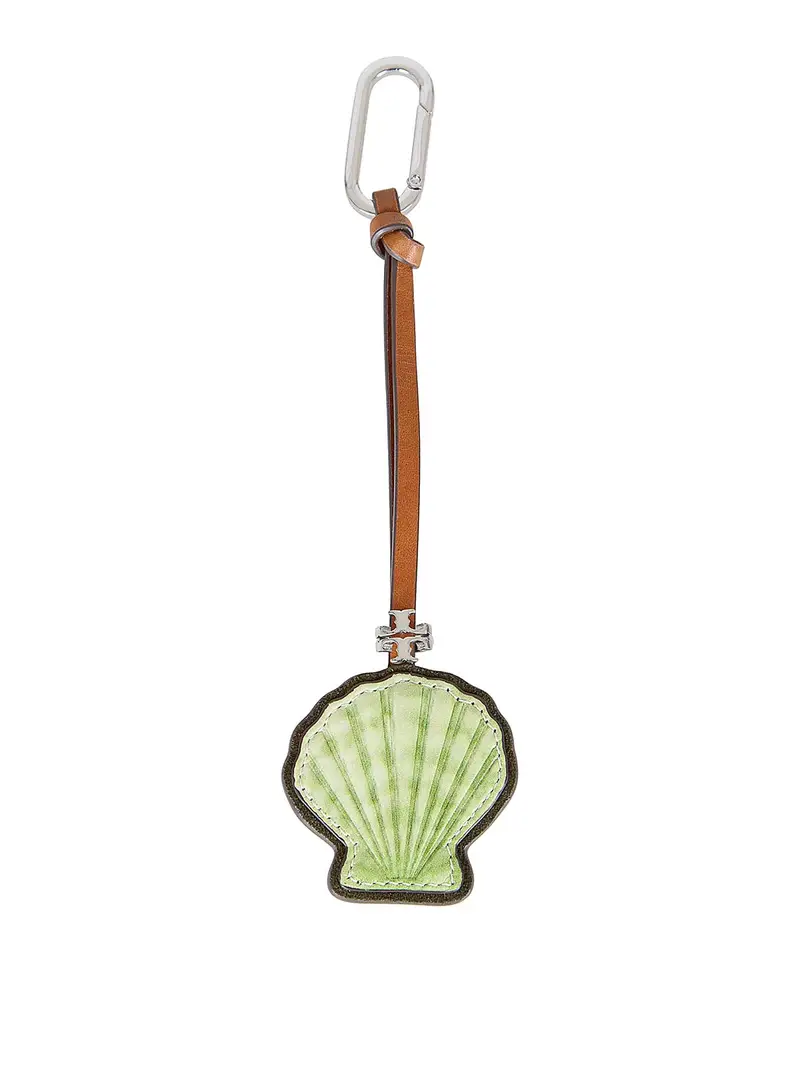 Portachiavi con guscio in pelle Blu