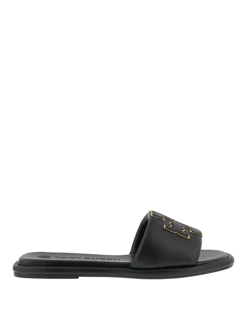 Sandali slider in pelle Nero