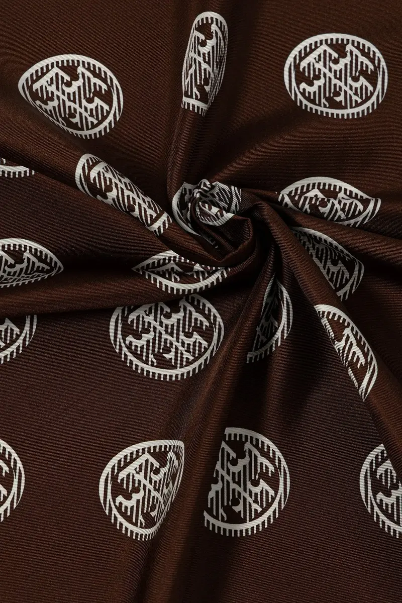 scialle in seta Medallion donna colore marrone 171200-200 miniatura 3