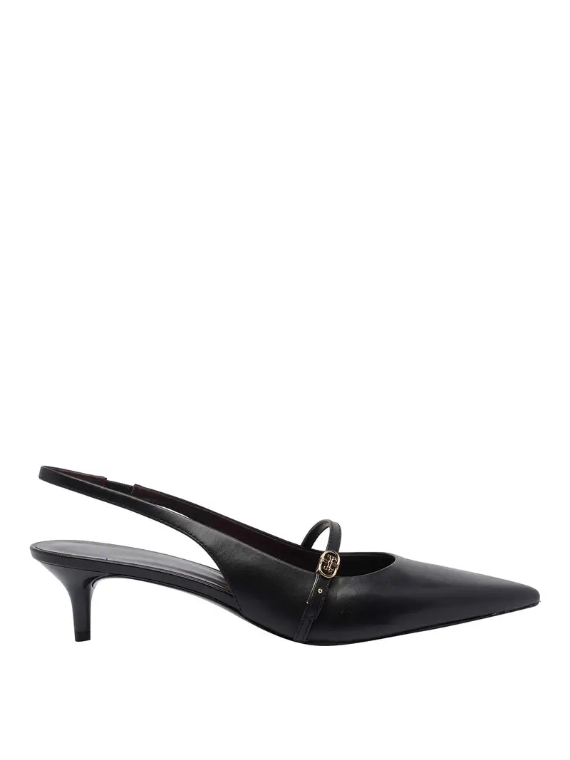 Slingback con fibbia a doppia T Nero