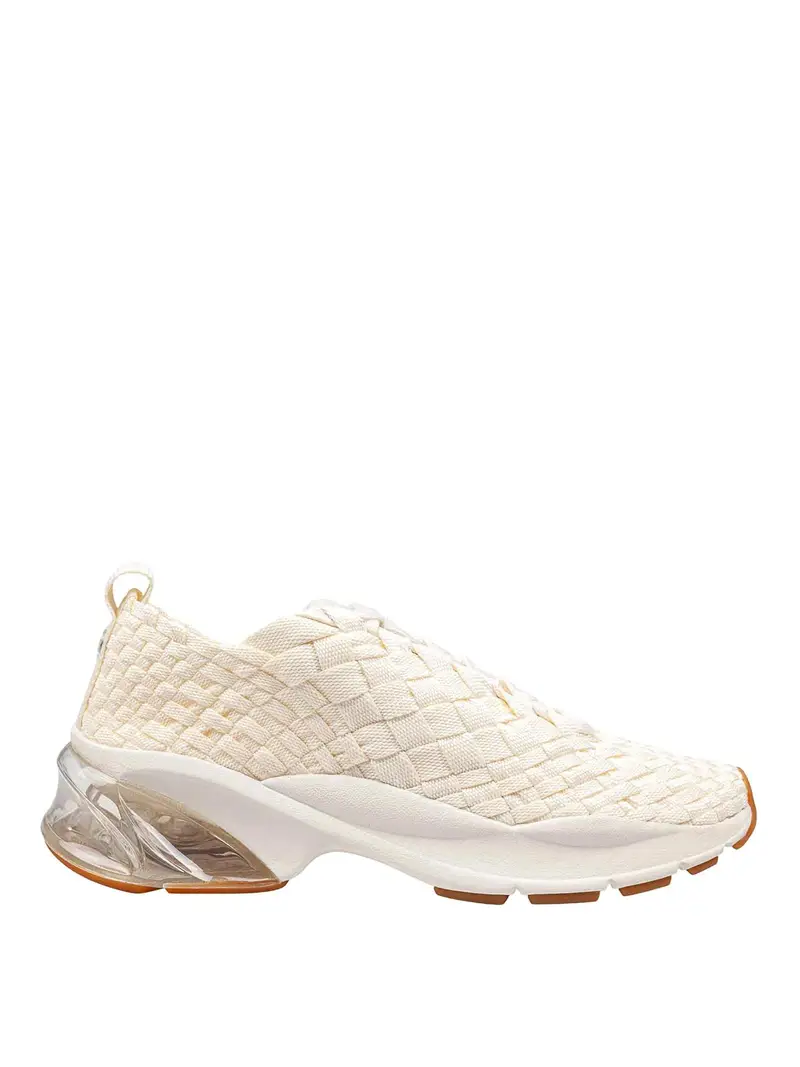 Sneakers Trainer In Tessuto Intrecciato Bianco