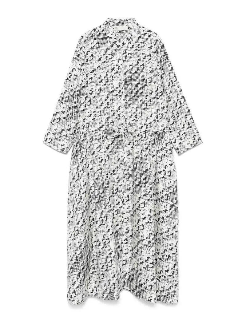 Vestitomidi twill in seta stampata Bianco