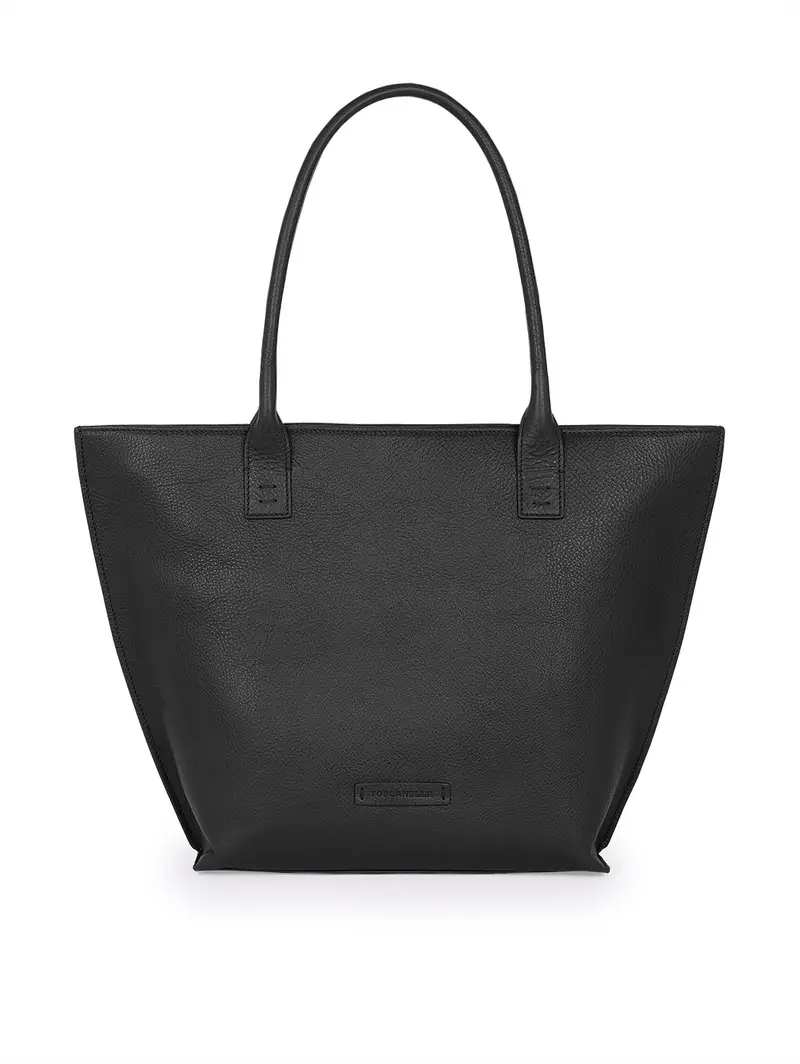Borsa Tote Grande In Pelle Nera Nero
