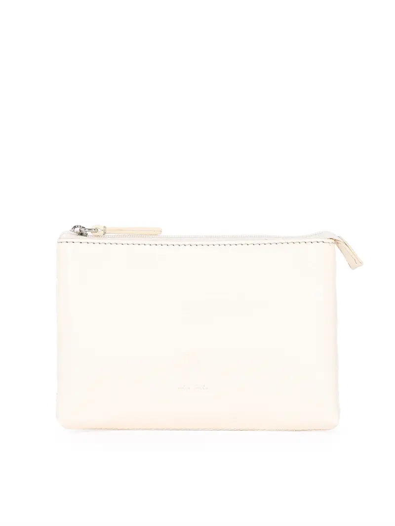 Busta Porta Accessori In Pelle Avorio Bianco