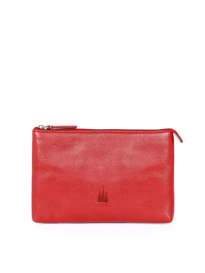 Busta Porta Accessori In Pelle Rosso