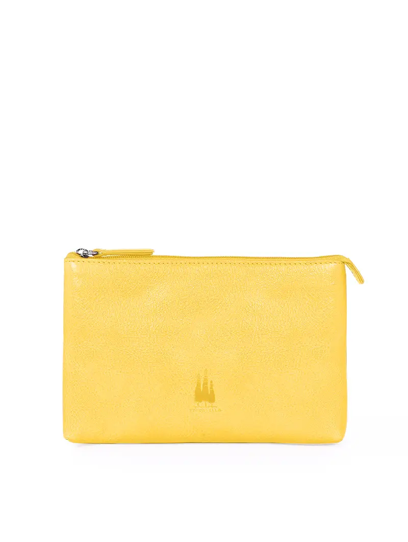 Busta Porta Accessori In Pelle Zafferano Giallo