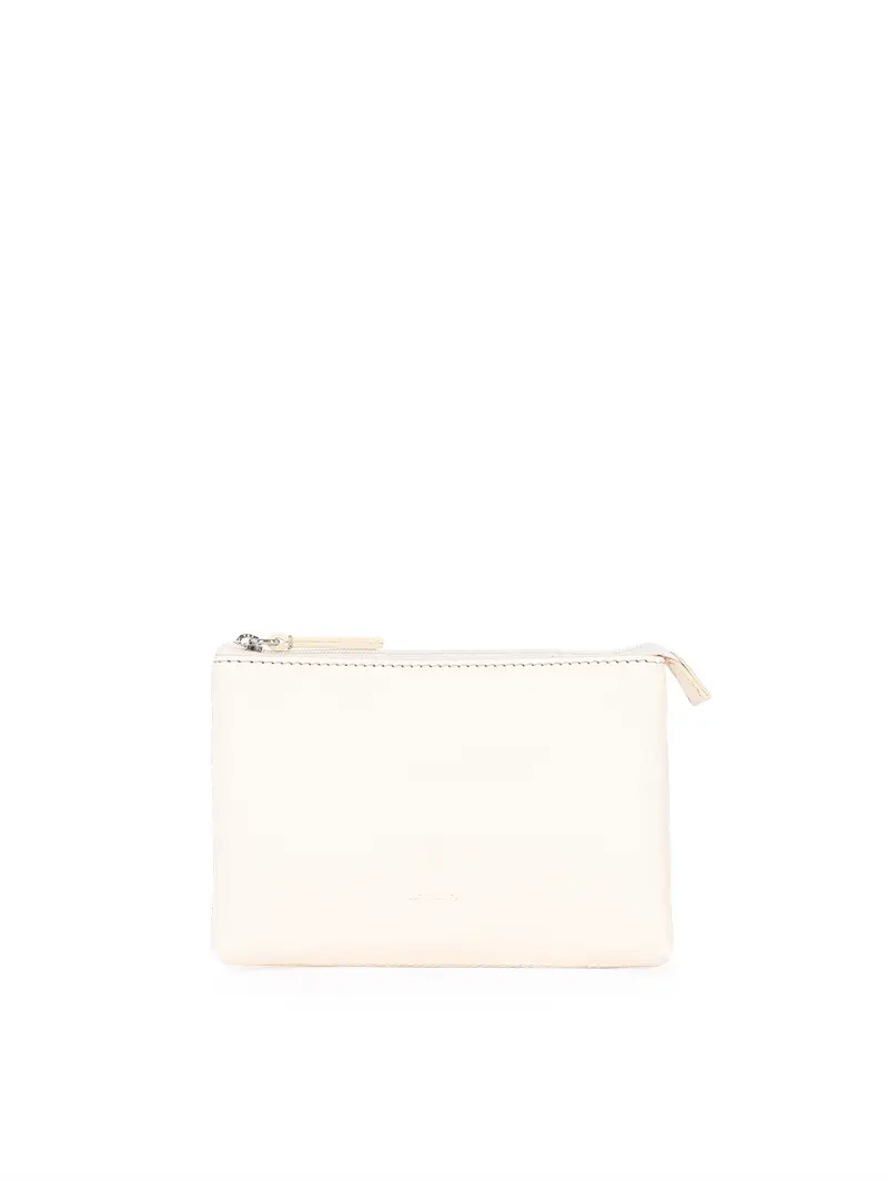 Busta Porta Accessori Piccola In Pelle Avorio Bianco