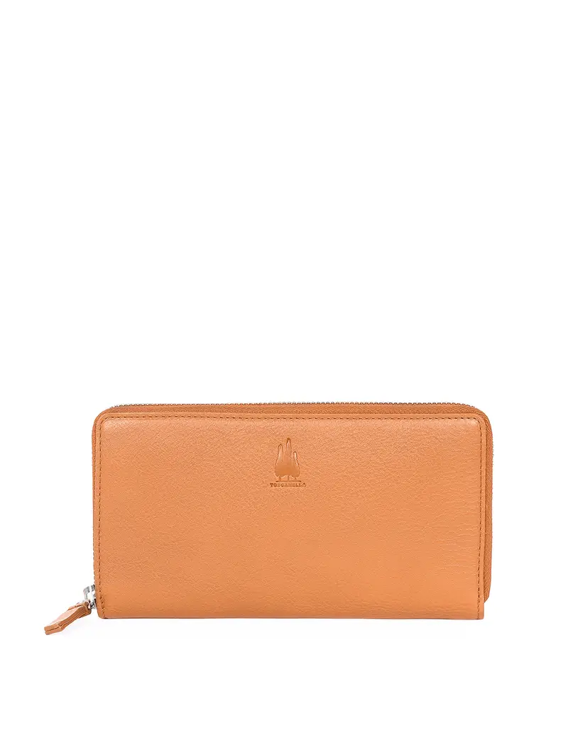 Portafoglio Zip Around Tabacco Marrone