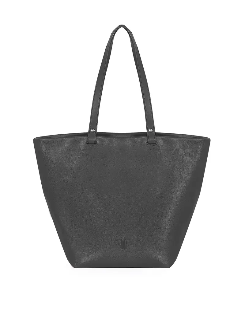 Shopper Grande In Pelle Vacchetta - Nero