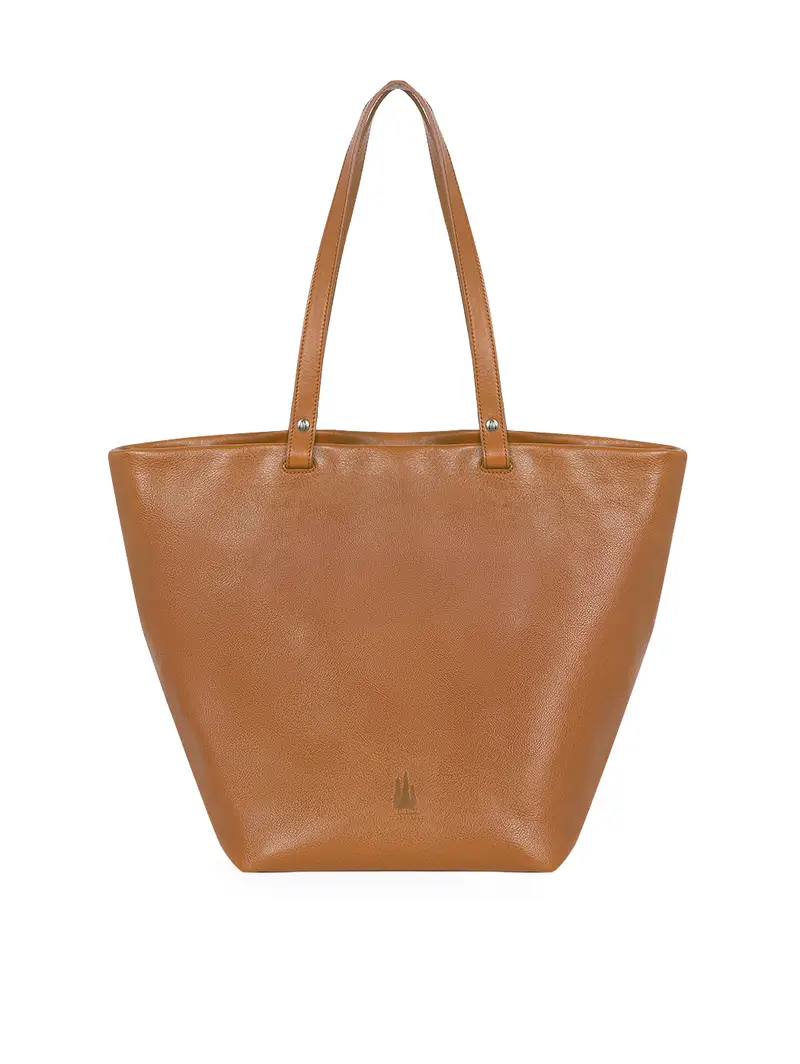 Shopper Grande In Pelle Vacchetta - Tabacco Marrone