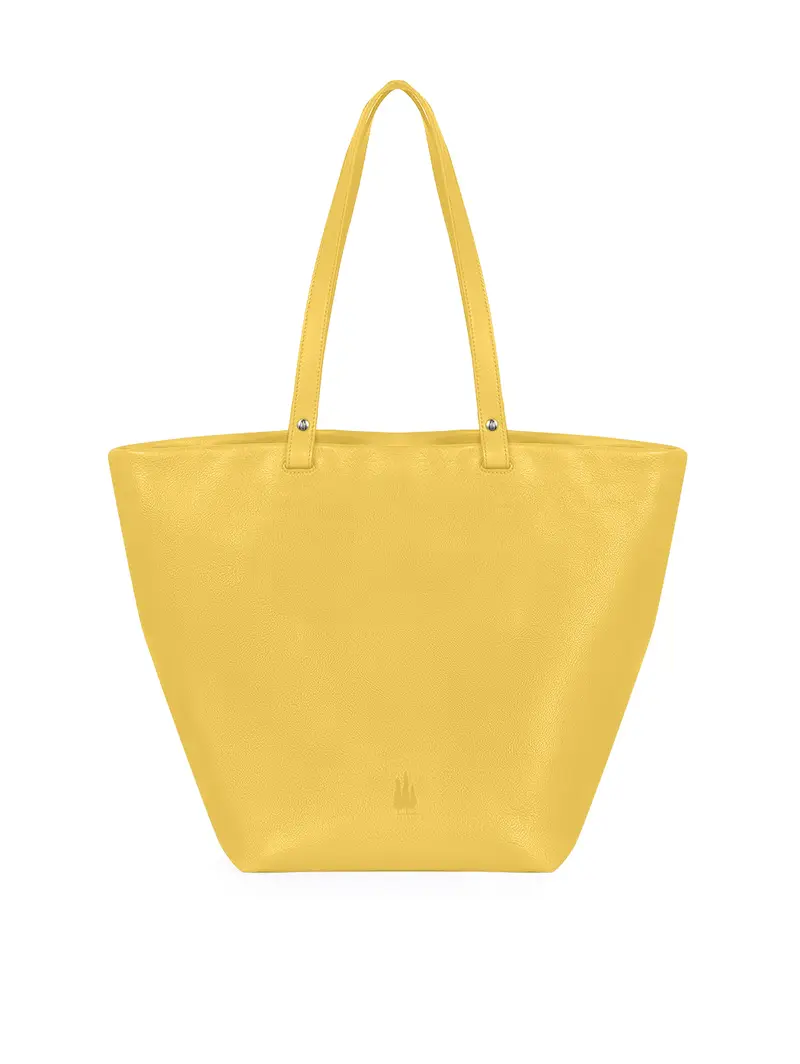 Shopper Grande In Pelle Vacchetta - Zafferano Giallo