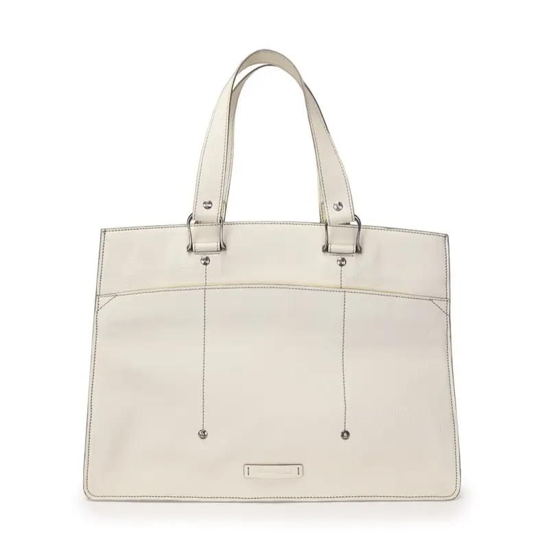 Shopper In Pelle Avorio Bianco