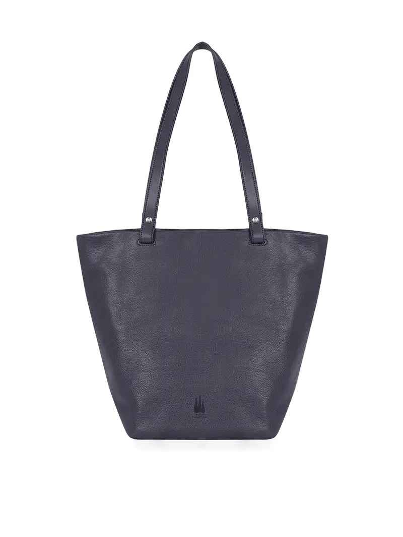 Shopper In Pelle Vacchetta - Blu