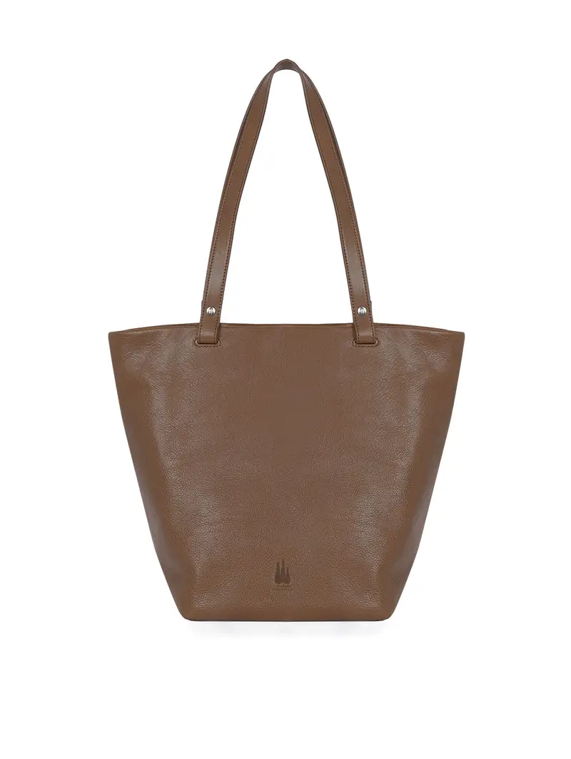 Shopper In Pelle Vacchetta - Moro Marrone Scuro