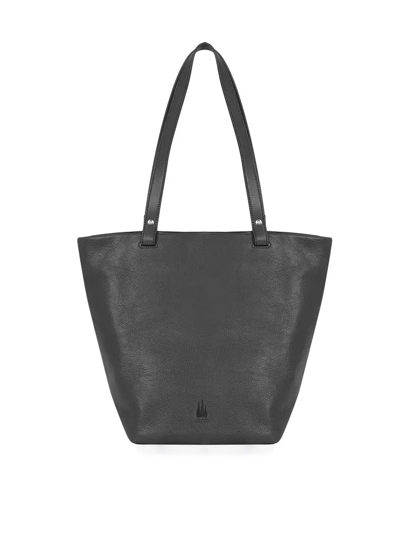 Shopper In Pelle Vacchetta - Nero