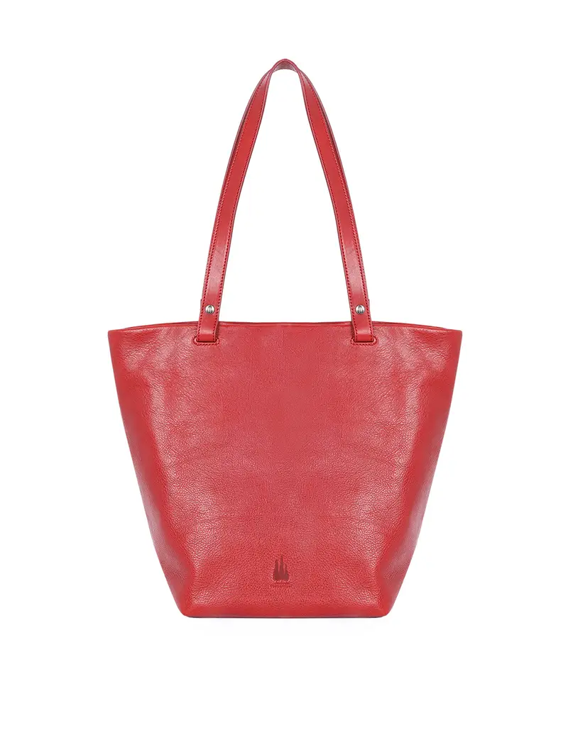 Shopper In Pelle Vacchetta - Rosso