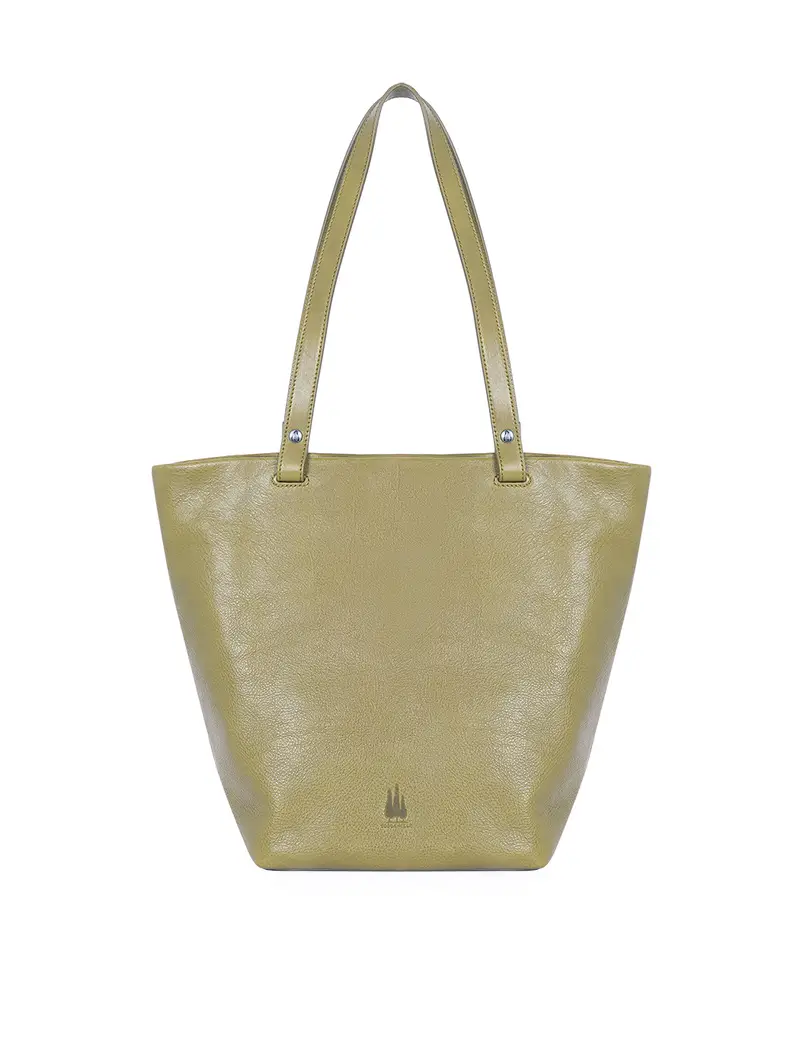 Shopper In Pelle Vacchetta - Verde