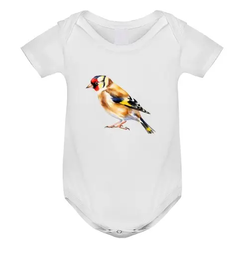 Body neonato body bebè con pappagallo cardellino, migrazione