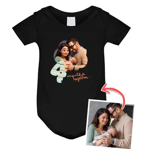 Body neonato effetto animazione 3D body neonato 4 mesi insieme foto personalizzabile