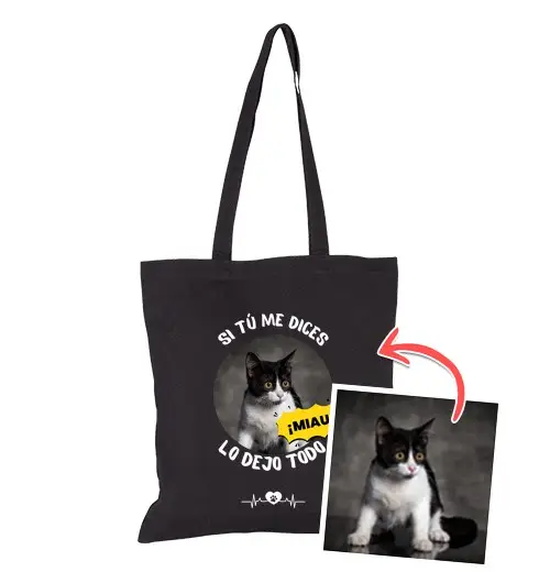 Borsa di tela borsa se mi dici miao lascio tutto personalizzabile