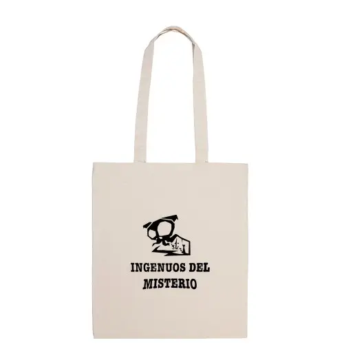 Borsa di tela borsa tote nera con logo ingenuo misterioso